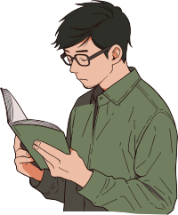 男生读书简洁扁平插画