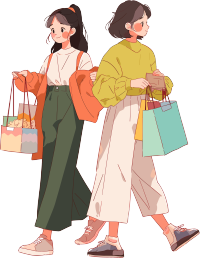 时尚女孩购物高清插画素材