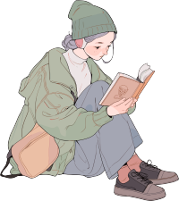 读书女孩简洁扁平插画