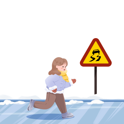 寒假安全马路上的小女孩插画