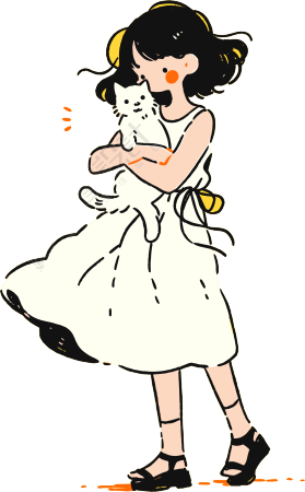 卡通小女孩简约插图