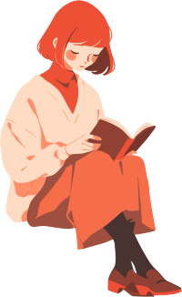读书女孩简洁扁平元素