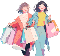 时尚女孩购物彩色插图