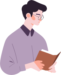 男生读书简单的平面插画