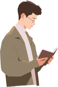 男生读书平面插画设计