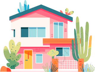 彩色房屋平面图插画