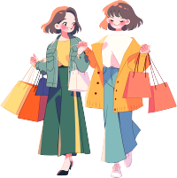 时尚女孩购物可商用插画