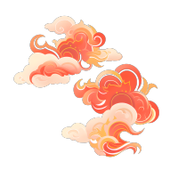 红色祥云视觉创意插画