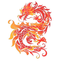 红色中国龙渐变元素