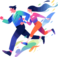 商务人士奔跑2D图形插画设计