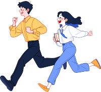 商务人士奔跑2D图形插图