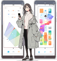 手机购物女孩PNG图形素材