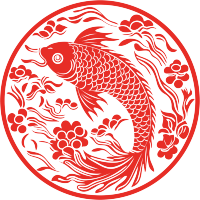 窗花剪纸唯美红色锦鲤素材