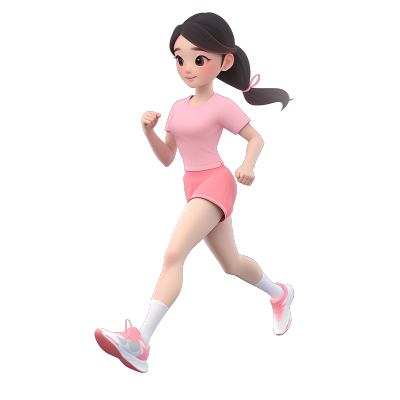 3D运动女孩跑步插画