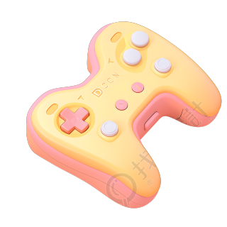 3D游戏手柄粉黄色插图