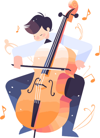 大提琴演奏插画设计素材