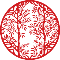 窗花剪纸竹子扁平插图