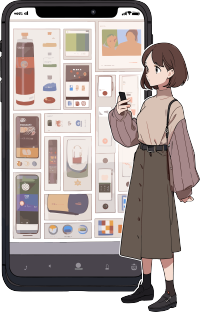 手机购物女孩PNG图形素材
