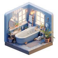 3D浴室可爱迷你插图