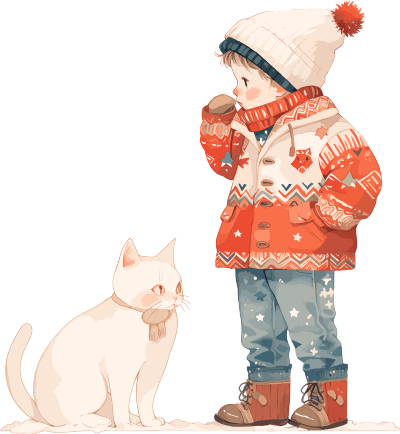男孩和猫高清质量插图