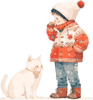 男孩和猫高清质量插图