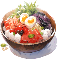 三文鱼盖饭鲜明插图