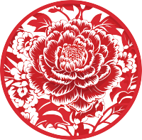 窗花剪纸精美的牡丹红色素材