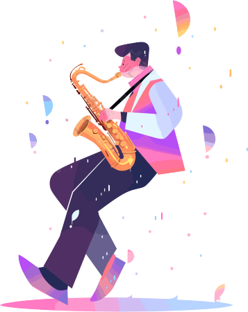 萨克斯演奏彩色插画元素