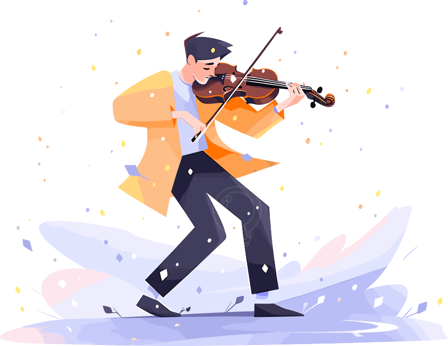 拉小提琴的男生简洁风格素材