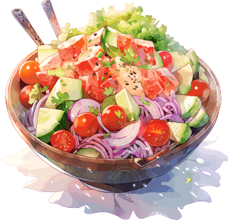 蔬菜沙拉手绘素菜插画