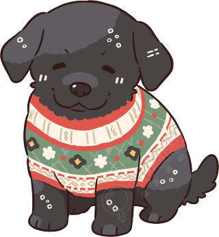 冬日小狗穿着毛衣的插画