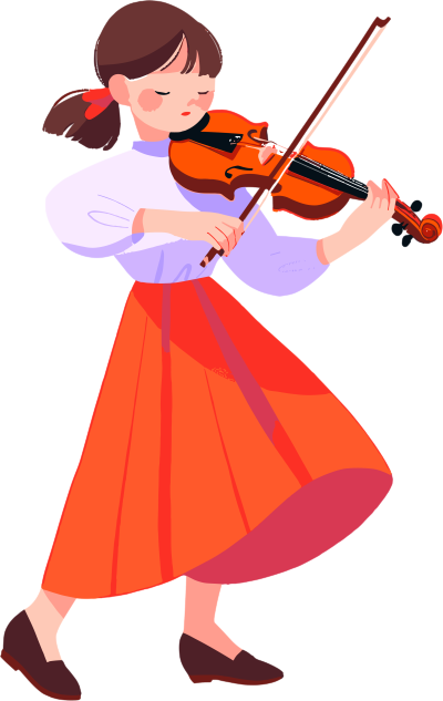 拉小提琴的女生插图设计