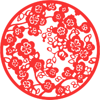 窗花剪纸扁平风梅花素材