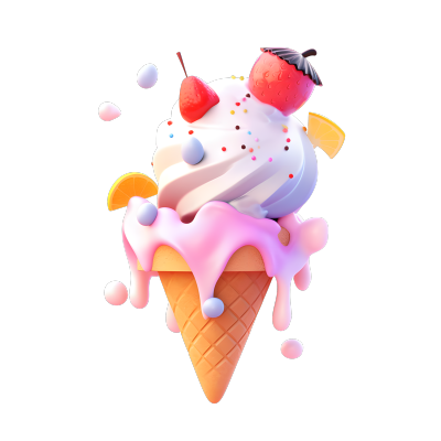 3D冰淇淋透明背景插画