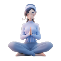 练瑜伽的女孩蓝色瑜伽服插画