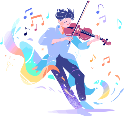 拉小提琴的男生比赛插图
