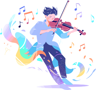 拉小提琴的男生比赛插图