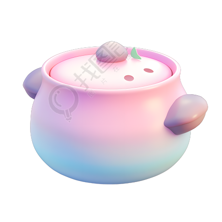 3D火锅粉蓝渐变图标素材