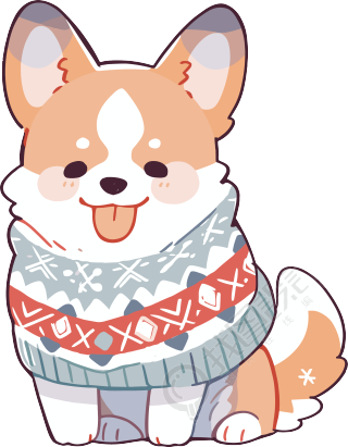 冬日小狗穿着毛衣商用插画