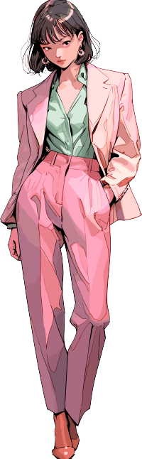 复古女生简约彩插PNG素材