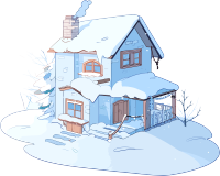 雪地小屋商业插画元素