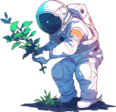 宇航员和植物PNG图形素材