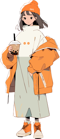 喝奶茶的女生插图