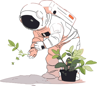 宇航员和植物商业插画素材