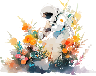 宇航员和植物高清图形素材