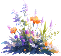 鲜艳植物平面图形插画