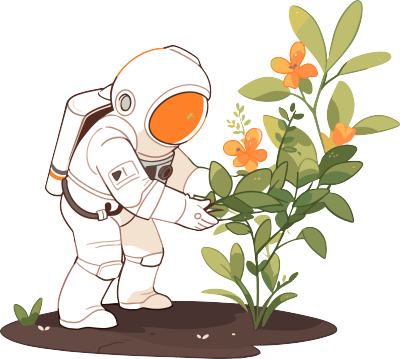 宇航员和植物高清插图