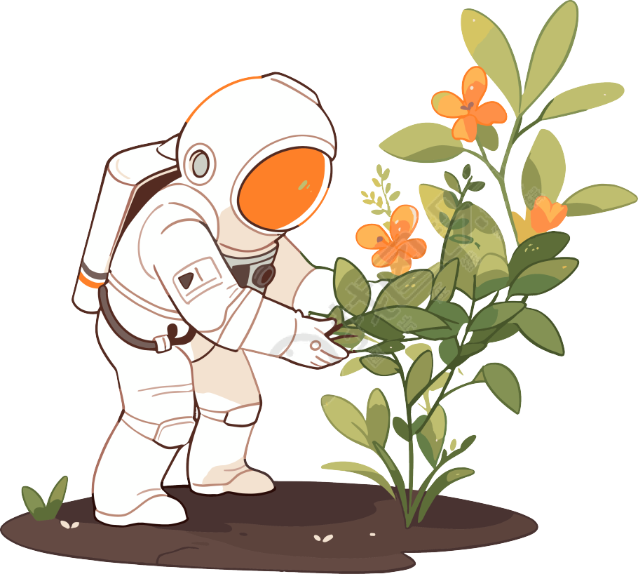 宇航员和植物高清插图