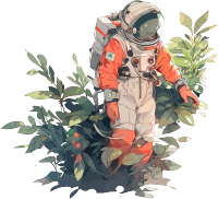 宇航员和植物创意设计元素