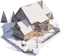 雪地小屋透明背景插画